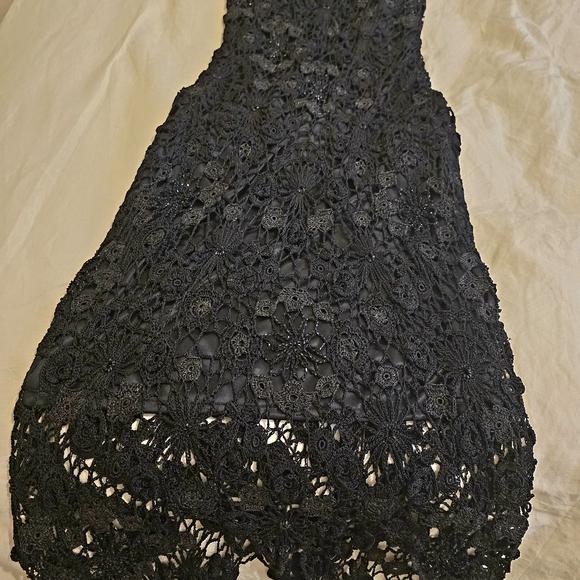 Elegant Black Beaded & Lace Dress - Picture 9 of 13